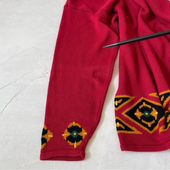 Vintage Marisa Christina Preppy Crown Sweater Classic Red Christmas Royal Damask - Picture 5 of 9